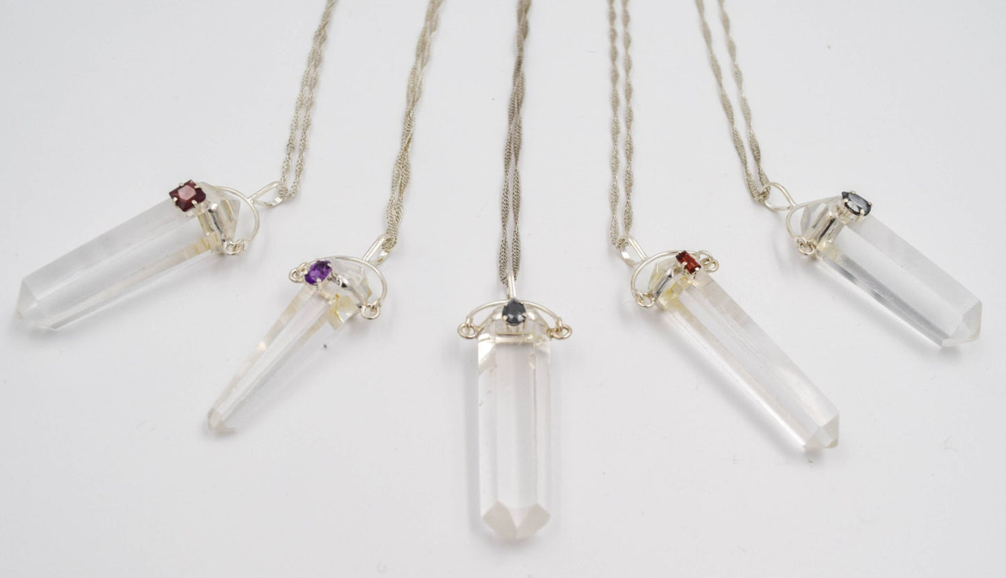 Veritable Rock Crystal point necklace, Doubly terminated crystal, precious stones necklace, quartz jewelry, ideas for gift, Crystal Pendant