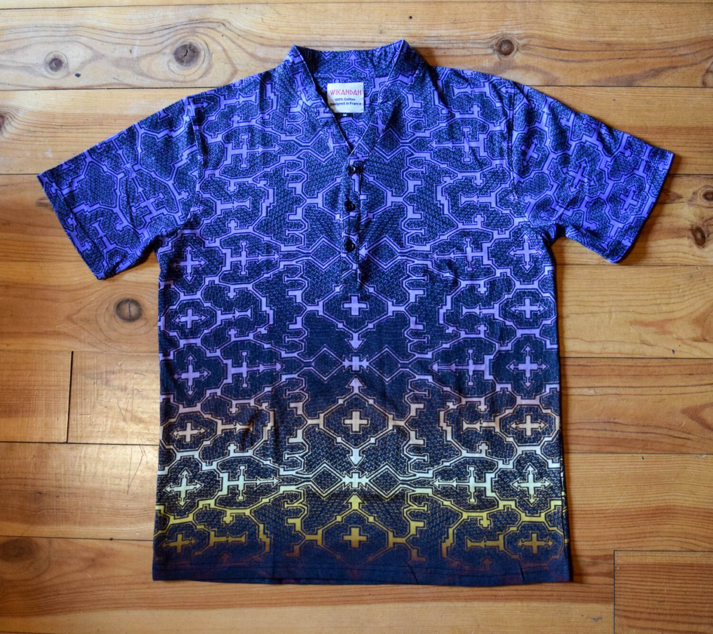 Sacred Geometry Shipibo T-Shirt in Vibrant Cosmos Colors, 100% cotton