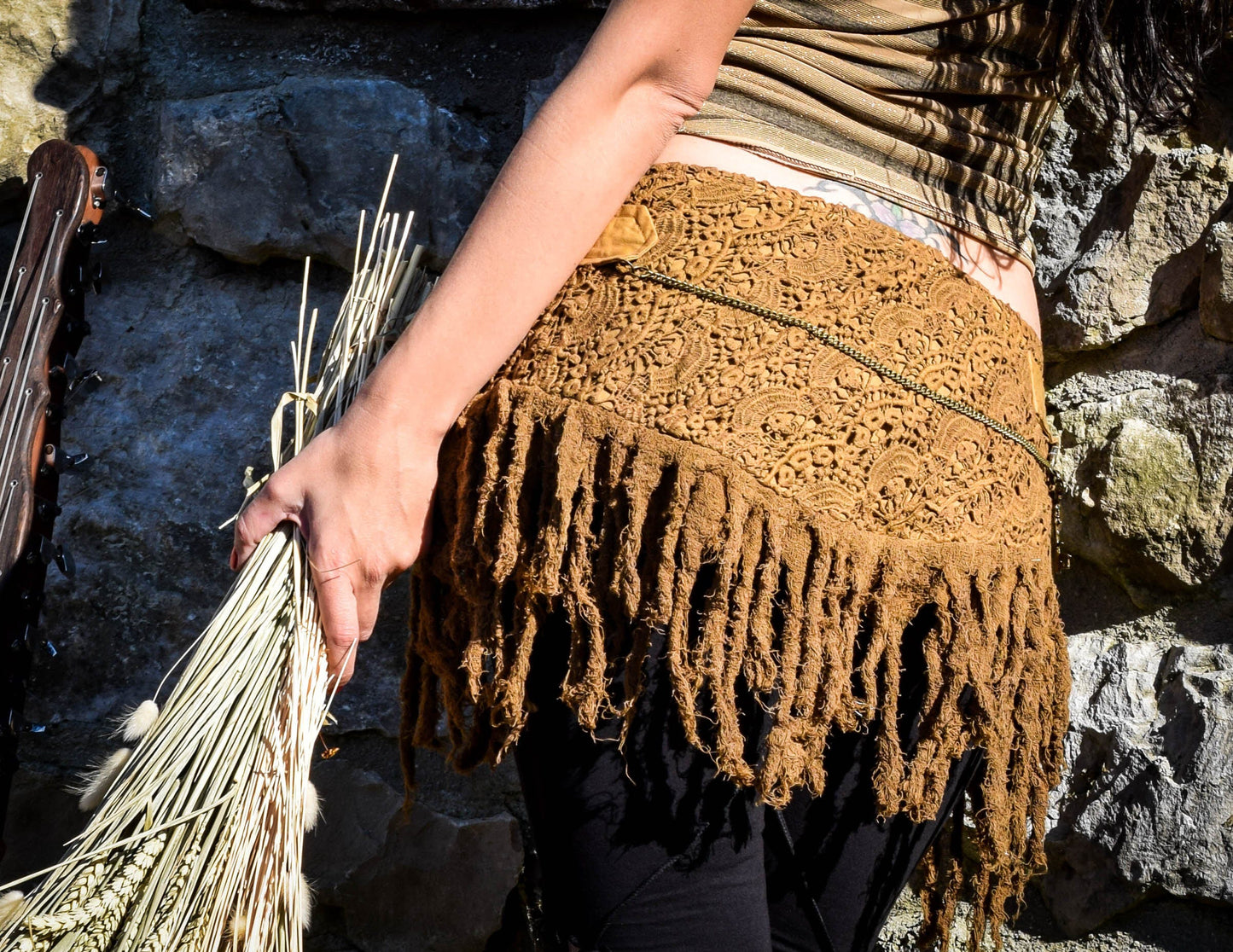 Sexy psychedelic skirt, gauze fairy wrap around skirt, goa festival skirt, gypsy lace skirt, bohemian skirt, skirt with pocket and belt