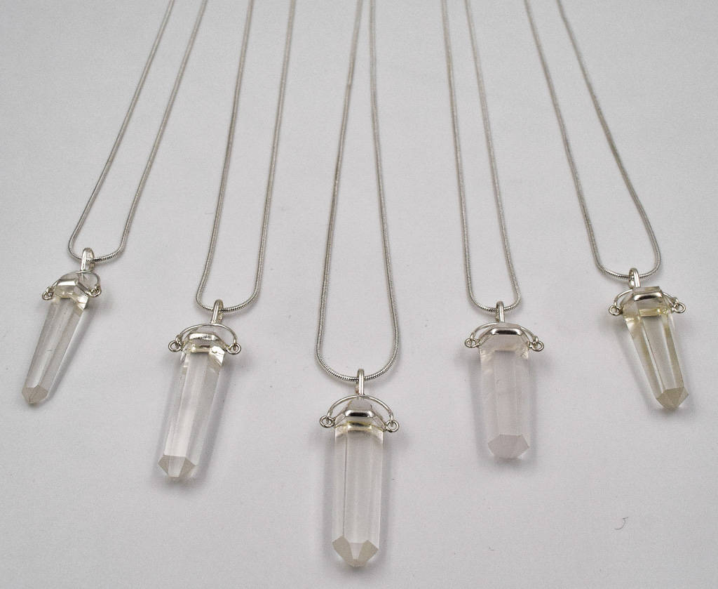 Doubly terminated Clear quartz point necklace, veritable quartz jewelry pendant made with crystals, ideas for gift