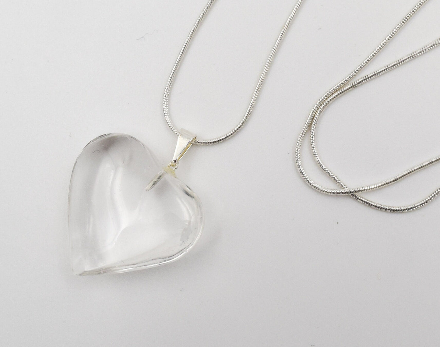 Clear quartz heart pendant, crystal necklace, quartz jewelry, precious jewelry, valentine&#39;s gift, mom&#39;s gift, friendship gift