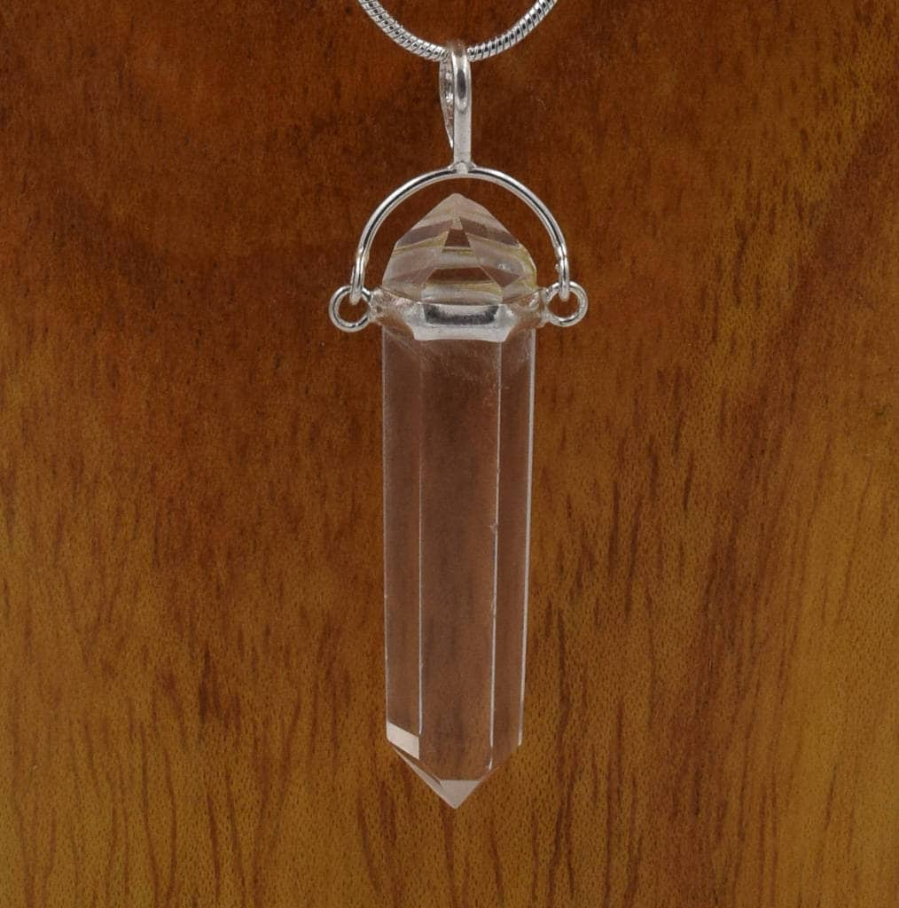 Doubly terminated Clear quartz point necklace, veritable quartz jewelry pendant made with crystals, ideas for gift