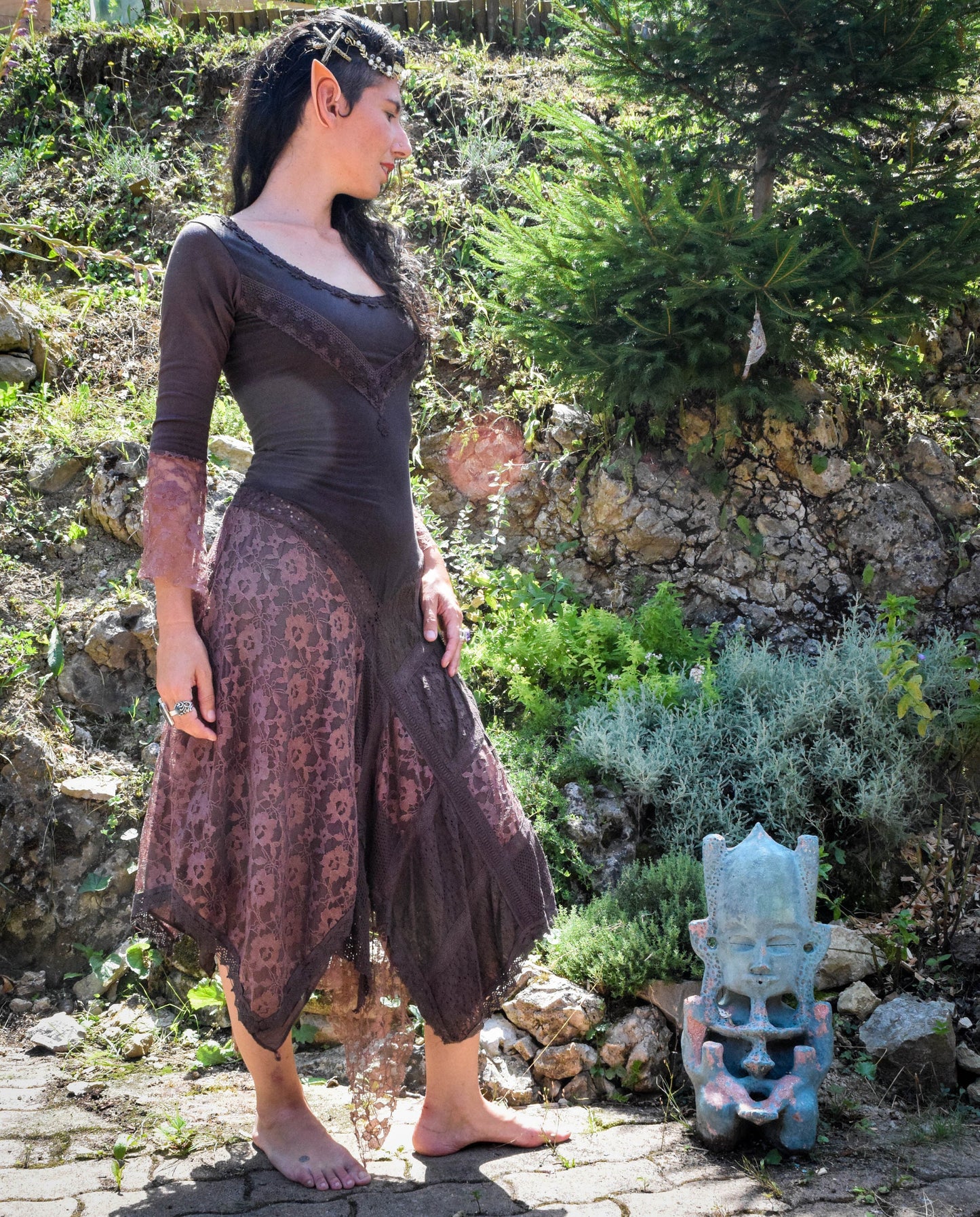 Dream Medieval dress, elf dress, Gypsy bohemian dress, Boho dress, Bohemian dress, romantic lace dress, psychedelic festival dress