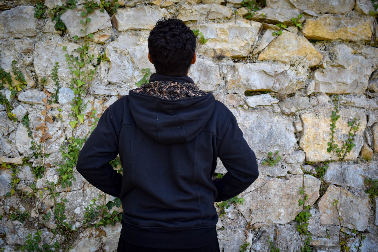 Black shipibo hooded jacket, Ayahuasca pullover sweatshirt, sacred geometry Psychedelic hoodie