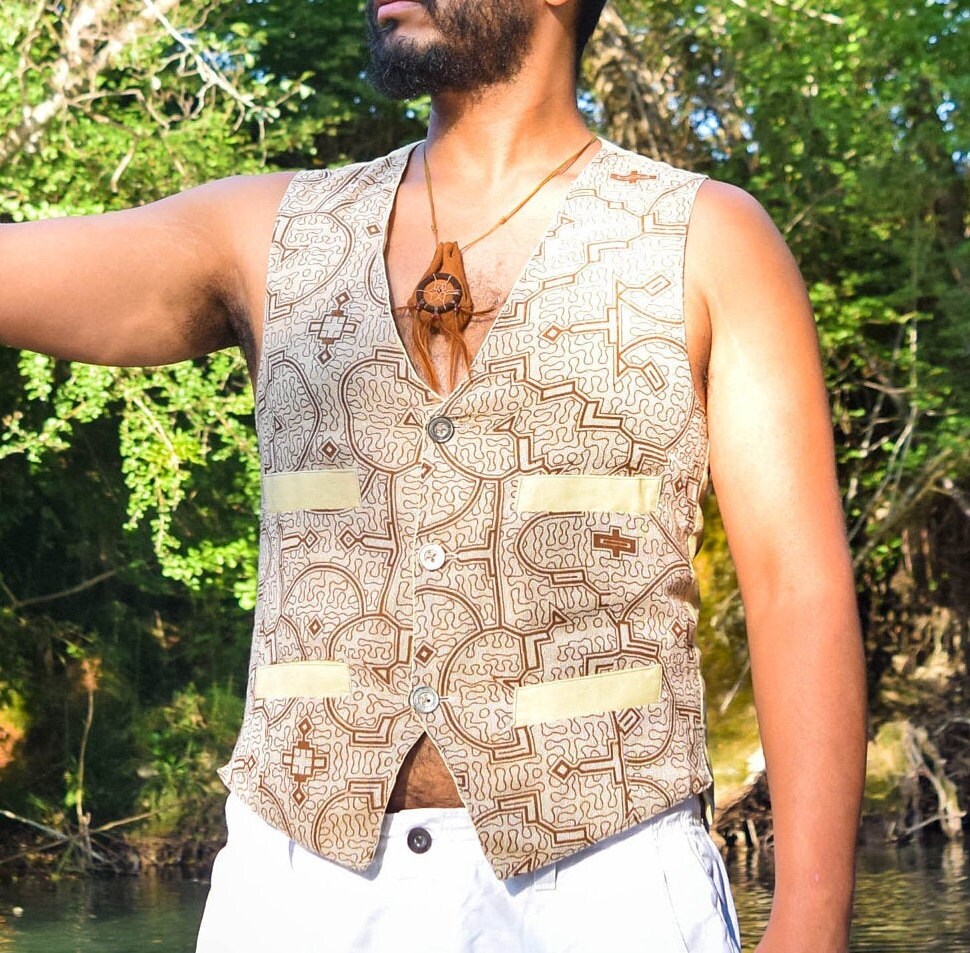 Shipibo vest, Earth colors and organic cotton, Sacred Geometry, Ayahuasca clothes, Psychedelic Clothes, Entheogen clothes, Shamanic cothes