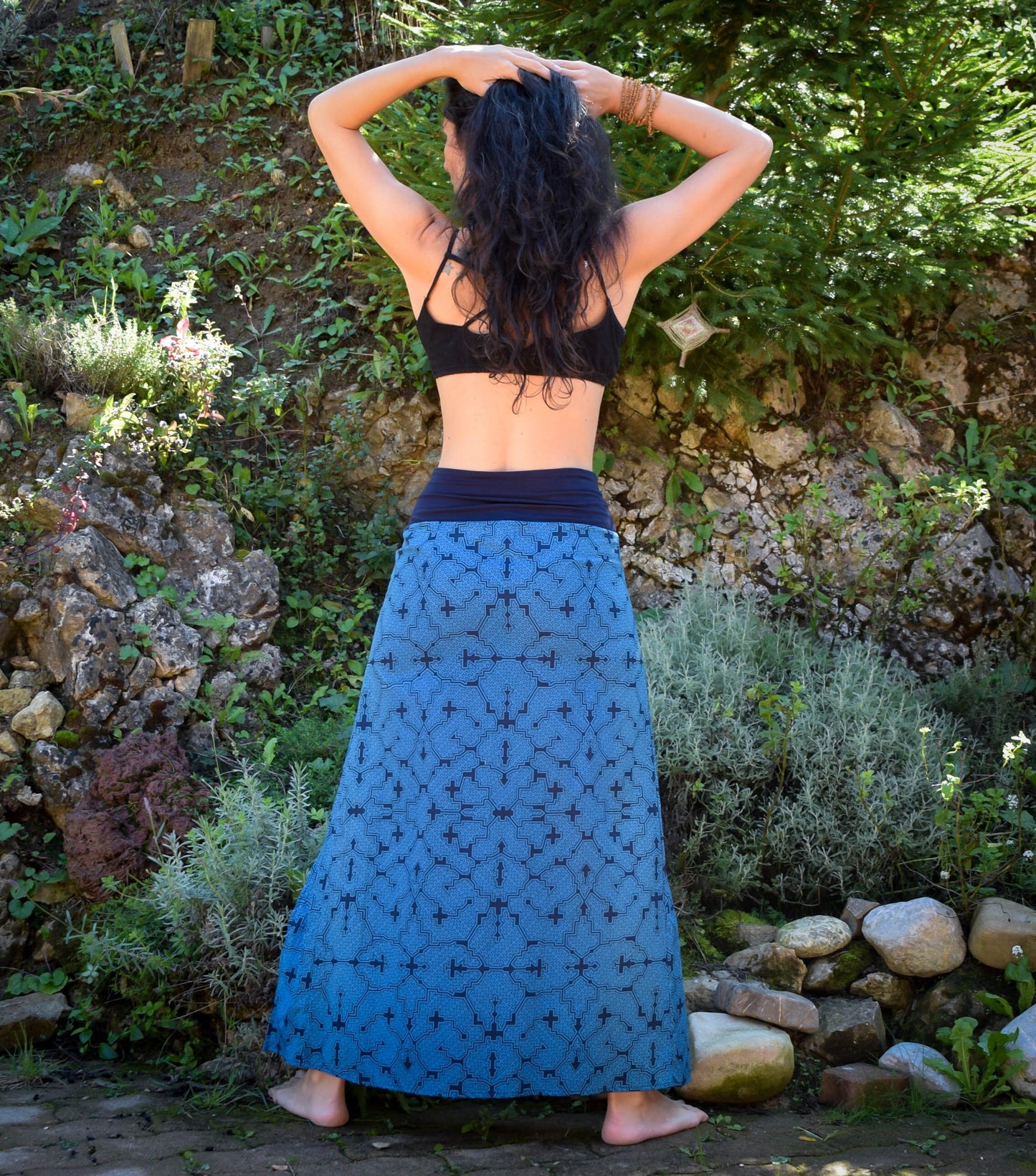 Double Slit Maxi skirt, Shipibo long skirt, warrior skirt, medieval bohemian skirt, Ayahuasca skirt, psychedelic skirt