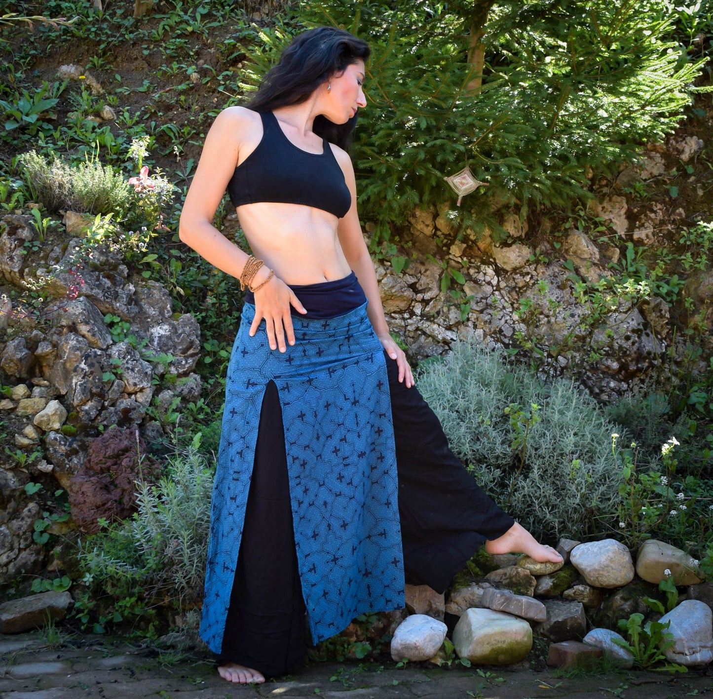 Double Slit Maxi skirt, Shipibo long skirt, warrior skirt, medieval bohemian skirt, Ayahuasca skirt, psychedelic skirt