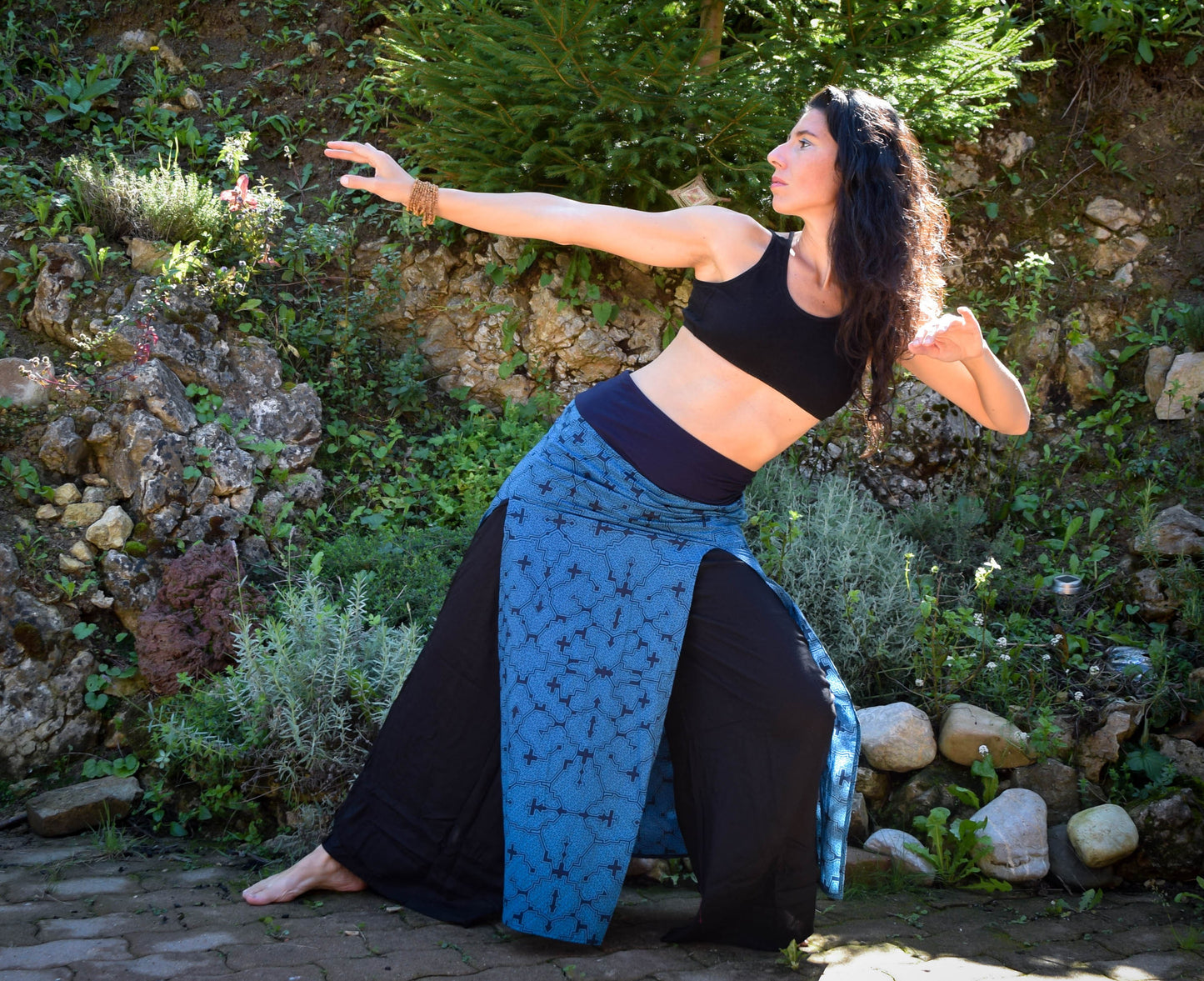 Double Slit Maxi skirt, Shipibo long skirt, warrior skirt, medieval bohemian skirt, Ayahuasca skirt, psychedelic skirt