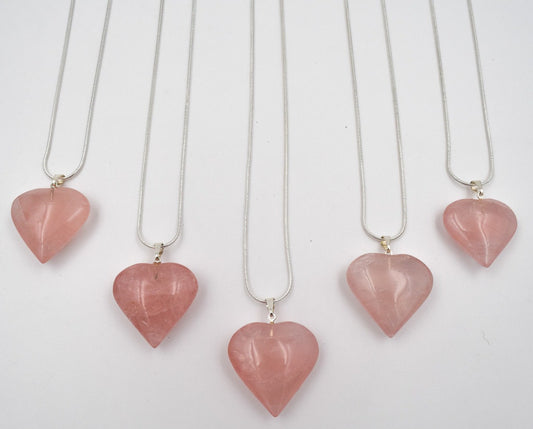 Rose quartz heart necklace, heart pendant, healing jewelry, crystals necklace, lovely pendant, gifts for her, valentine&#39;s gift, mom&#39;s gift