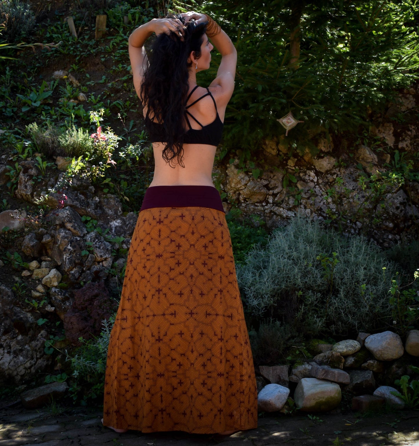 Warrior Double Split Maxi skirt, Shamanic Shipibo long skirt, medieval bohemian skirt, Ayahuasca skirt, psychedelic skirt