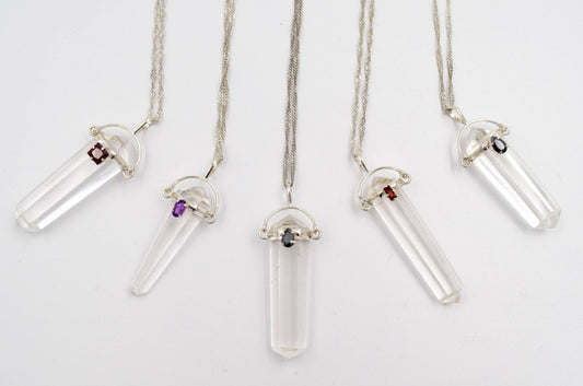 Veritable Rock Crystal point necklace, Doubly terminated crystal, precious stones necklace, quartz jewelry, ideas for gift, Crystal Pendant