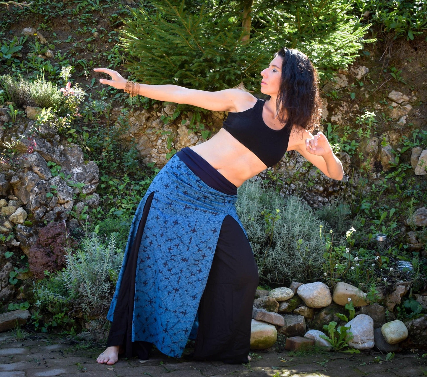 Double Slit Maxi skirt, Shipibo long skirt, warrior skirt, medieval bohemian skirt, Ayahuasca skirt, psychedelic skirt