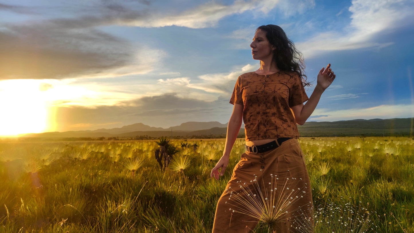 Shipibo short sleeves woman&#39;s shirt. Casual boxy tees for woman, Visionary art brown shirt Sacred Geometry, Ayahuasca psychedelic cloth